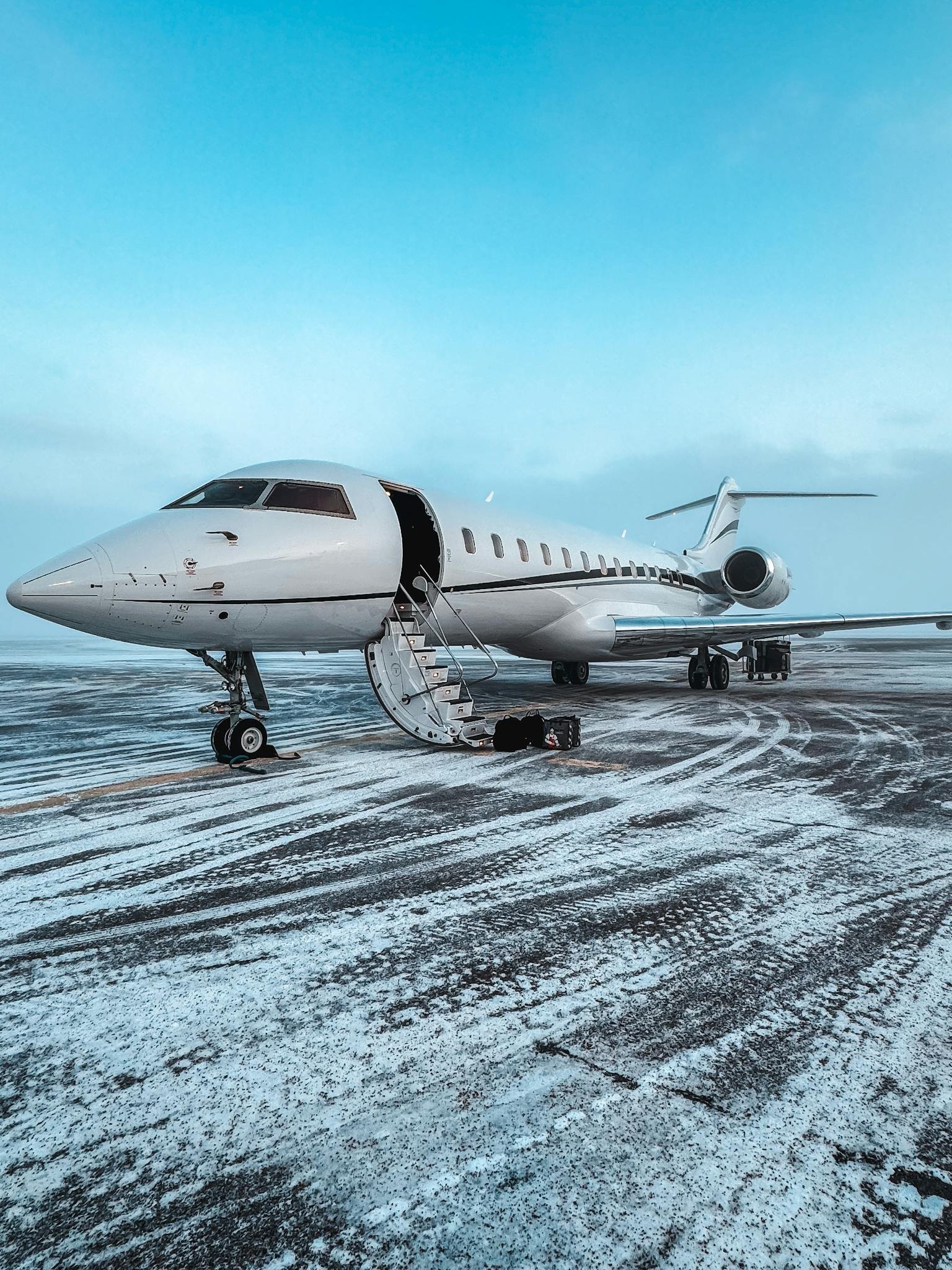 Jet at a Snowy Airport